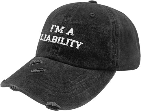 I'm A Liability Hat for Womens Washed Distressed Baseball Cap Aesthetic Washed Workout Hats in Kuwait