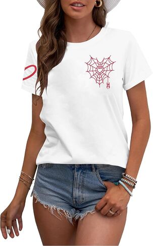 Couples Shirts for Women and Men Web Heart Graphic Tee Valentine's Day Matching Outfits Valentine Gifts Tops in Saudi Arabia