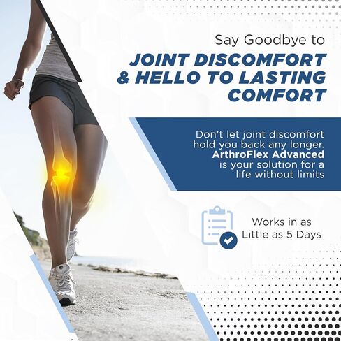 Arthroflex Advanced Joint Supplement Support Pain Relief - Relieve Discomfort and Stiffness with Turmeric Curcumin, Boswellia Serrata Extract and Type II Collagen Supplement. Knee Pain Relief Factor. in Kuwait