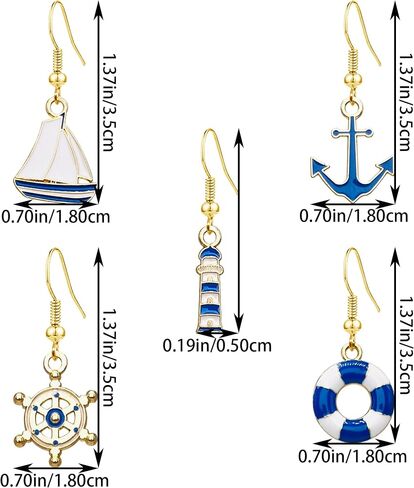 QUPENGXU Nautical Marine Anchor Dangle Earrings for Women Statement Cubic Zirconia Drop Earrings Beach Gifts for Women in Saudi Arabia
