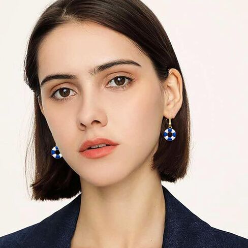 QUPENGXU Nautical Marine Anchor Dangle Earrings for Women Statement Cubic Zirconia Drop Earrings Beach Gifts for Women in Saudi Arabia