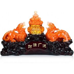 Large Size Feng Shui Pi Yao/Pi Xiu and Treasure Basin Wealth Porsperity Figurine, Best Housewarming Congratulatory Decoration (Large Size)