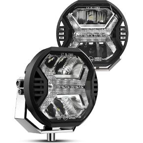 SPL Amber Led Pods Offroad Driving Lights Cube, 5.7In 12000LM 5700K, Led Off Road Lights with Amber X Letter DRL Design, Led Spot Lights for Trucks Jeep Bumper UTV ATV, 2PCS(Wiring Harness Included)