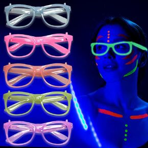 10 Pack Neon Glow Glasses Party Glasses Glow in The Dark UV Black Light Birthday Wedding Decorations Golw Party Supplies