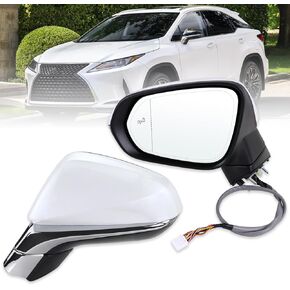Right Passenger Side Mirror Compatible With 2016-2022 Lexus RX350 RX450h 2018-2022 RX350L RX450hL With Power Folding Heated Blind Spot Turn Signal Mirror Memory White Replace#87910-48881(15Pins)