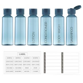 LISAPACK 3.4 oz Travel Bottles for Toiletries, Travel Size Toiletries Bottles, 6pcs Plastic Travel Containers for Shampoo Tsa Approved (100ml, Clear)