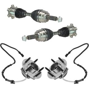TRQ Front Drivetrain Kit CV Axle Shaft Assembly Wheel Hub Bearing Assembly Compatible with 2000-2003 Ford F-150 2004 F-150 Heritage
