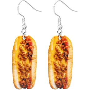 Funny Cute Simulated Food Dangle Earrings Creative Fried Chicken Leg Wing Nugget Shrimp Tail Chips Earrings Vivid Acrylic Hamburger Bread Dessert Earrings for Women Jewelry Gifts