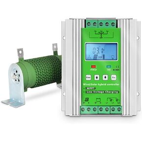 1000W Wind Solar Hybrid Charge Controller 12V/24V MPPT Boost Charge Regulator with LCD Display and Free Dump Load accurate (600W Wind + 400W Solar)