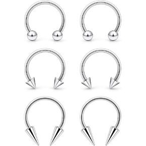 Lcolyoli 16g Septum Rings Externally Threaded Surgical Steel Septum Jewelry Lip Rings Hoop Labret Jewelry Smiley Piercing Jewelry Horseshoe Earrings Daith Piercing Jewelry for Women Men