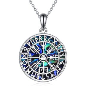 YAFEINI Sterling Silver Viking Jewelry Viking Compass Weapon Spearhead Talisman Pendant Necklace, Viking Jewelry Gift for Women Men