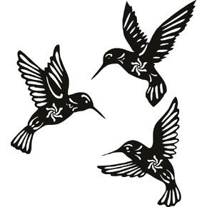 NeVka Wall Decor Hummingbird Metal Wall Art Bird Three Pieces Flying Birds For Living Room Bedroom Modern Metal Decor Art