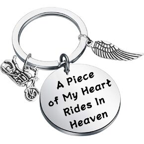 CENWA Biker Memorial Keychain Memorial Jewelry A Piece Of My Heart Rides in Heaven Keychain Motorcycle Memorial Gift