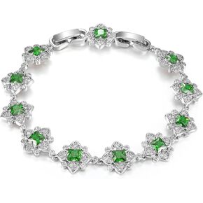 Blue/Green/Red/White Rhinstones Gold Clover Bracelet for Women