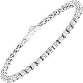 18K Yellow/White Gold Plated Silver Emerald shape Bracelet With 2.60-3.95 Carat Total Weight Moissanite (D Color, VVS Clarity) Bracelet For Women, Gift For Her Jewelry For Women Comes With Gift Box