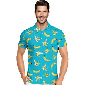 HIVICHI Golf Shirts for Men Funny Tropical Hawaiian Golf Polo Shirts
