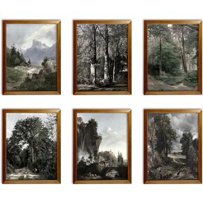 Vintage Wall Art Set of 6 Countryside Road Wall Decor Retro Landscape Wall Art Prints Aesthetic Scenery Canvas Poster Art Painting for Livingroom Bedroom Corridor Office Decoration (D, 8"x10"