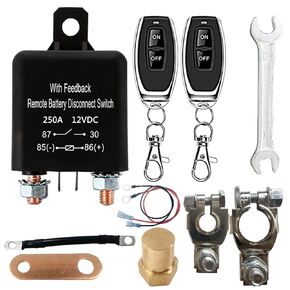 Remote Battery Disconnect Switch with Feedback,Battery Kill Switch 12v 250A,car Kill Switch Anti Theft for Car, Truck, RV.