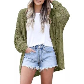 sysinside Women's Crochet Knitted Open Front Cardigan Oversized Boho Beach Fall Outwear