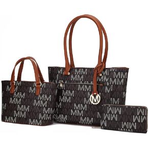 MKF Collection 3-PC Set, Shoulder Bag for Women, Small Tote Bag & Wristlet Purse – Top Handle PU Leather Handbag by Mia K