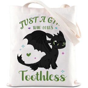 TGBJE Cartoon Movie Inspired Gift Cartoon Dragon Tote Bag HTTYD Fans Gift Just A Girl Who Loves Toothless Shoulder Bag