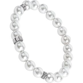 Forge & Foundry Men's 8mm Shell Pearl (Man-Made) Bracelet [Small, Medium, Large and Adjustable Sizing Options] | Marlow | Refined Hand-Crafted Jewelry, Designed by Jewelers, Forged for Men [Marlow]