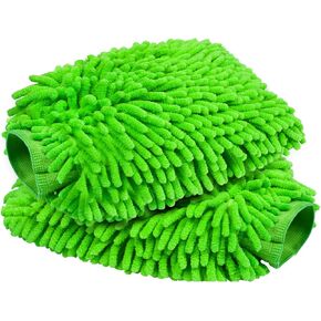 11″ * 7.8″ Waterproof Car Wash Mitts, Essential car Cleaning Supplies, Microfiber Washing Mitts for car Washing, Scratch-Free mitt car wash Cloth, Dusting mitt in car wash kit. Blue *2