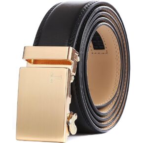 Ratchet Belts for Men, Leather Dress Casual Belt, 1 3/8" Adjustable with Comfort Click Buckle