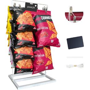 حامل عرض رف الرقائق، منظم الوجبات الخفيفة، لوازم حامل امتياز خشبي دوار على شكل زهرة مع 40 مشبكًا، منظم شرائح مقاوم للماء للمخزن، حامل حقيبة الرقائق، عرض حامل الرقائق للحفلات، رف عرض شرائح التجزئة، طبيعي in Kuwait