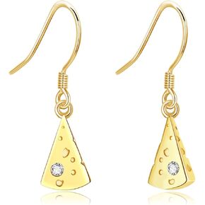 Cheese Earrings 925 Sterling Silver Cheese Dangle Earrings Food Earrings Dangling Cheese Jewelry Gifts For Women Female