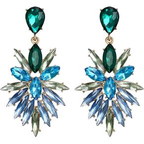 EleQueen Marquise Cluster Crystal Earrings Fashion Vintage Style Statement Drop Dangle Earrings for Women