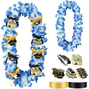 2025 Graduation Lei DIY Set Class of 2025 Graduation Lei Making Kit Handmade Graduation Hawaiian Gift Necklace with Graduation Card Ribbon for High School College Party Men Women