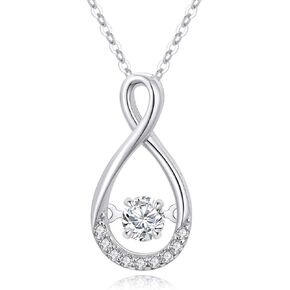 14k Gold Small Infinity Necklace for Women, Created Moissanite Love Anniversary Jewelry Gifts for Wife/Mother,16-18 Inch