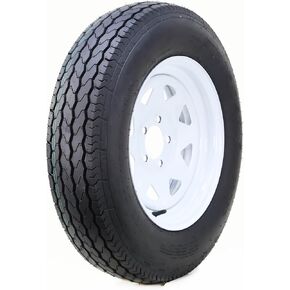 Free Country Trailer Tire Wheel Assembly ST225/75D15 8-Ply D 113L 6 Lug on 5.5" PCD White Spoke Rim