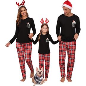 iClosam Matching Family Pajamas Set Striped Christmas Pajamas Sleepwear Dad Mom PJs
