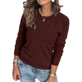 MK Shop Limited Lightweight Sweaters for Women Fall Long Sleeve Soft Ribbed Knit Tops Tunic Casual Pullover Crewneck Blouse