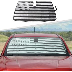 Jimen Fit for Chevrolet Colorado 2014-2022 / GMC Canyon 2014-2022, American Flag Window Shade Sun Visor for Car Windshield