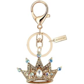 Bling Crystal Golden Crown Design Keychain Key Ring with Pouch Bag MZ900-3