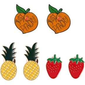 6Pcs All-Season Chic Strawberry Pin Fun Vibrant Pineapple Shaped Metal Pin and Cute Peach Pin Badge for Brooch Pin Clothing Accessories