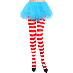 2 Pcs Halloween Witch Tutu Outfit Include 1 Witch Striped Tights Tutu Skirt 5 Layer Tulle Skirt for Cosplay Party Supplies