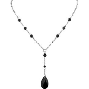 Sacina Gothic Y Necklace, Dainty Necklace, Teardrop Necklace, Black Bead Necklace, Gothic Necklace, Goth Necklace, Christmas New Year Jewelry Gift for Women