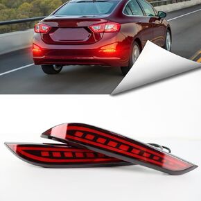 LED Rear Bumper Reflector Light Compatible with 2016 2017 2018 Chevrolet Chevy Cruze Trax ACTIV GM1184116 | GM1185116 | 84037296 DRL Tail Brake Lamp (Red)