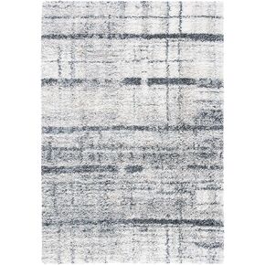 SAFAVIEH Fontana Shag Collection Accent Rug - 2'3" x 4', Ivory & Grey, Modern Design, Non-Shedding & Easy Care, 2-inch Thick Ideal for High Traffic Areas in Entryway, Living Room, Bedroom (FNT855A)