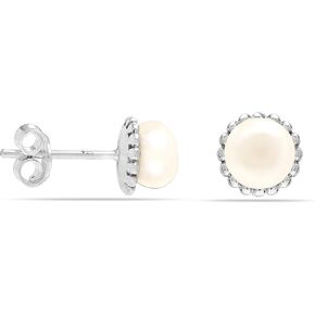 LeCalla Women's 925 Sterling Silver Pearl Earring | Pearl Clip-On Omega Back Stud Earring for Women
