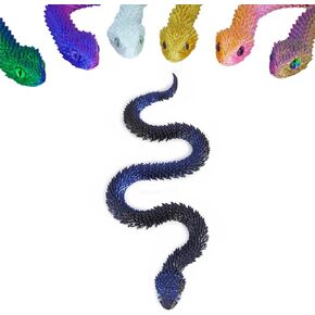 3D Printed Articulated Snake – 29.5'' Crystal-Like Movable Snake– Realistic Slithering Design, Collectible Articulated Model (Golden)