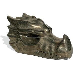 3inch Large Crystal Dragon Head Skull Statue, Hand Carved Realistic Dragon Head Figurines Animal Sculpture, Reiki Healing Home Decor Stones Quartz Mascot Statue (Obsidian)