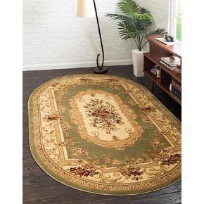 Unique Loom Versailles Collection Traditional Classic Floral Motif Area Rug (3' 3 x 5' 3 Oval, Green/Ivory)