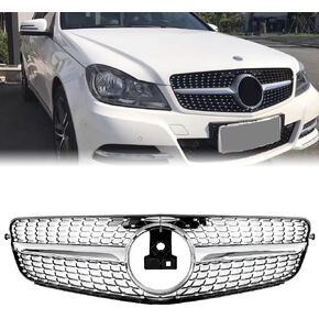 Grill Front Grille Compatible with 2008 2009 2010 2011 2012 2013 2014 Mercedes Benz W204 C Class C250 C300 C350 (Diamond Style-Black)