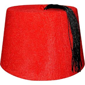 100% Egyptian Adult Red Fez Tarboush Tarboosh Turkish Ottoman Hat Complete Any Costume Hats Features With Black Tassel Large Traditional Egypt Arabic Arabian Accessory Men & Women Fine Cotton