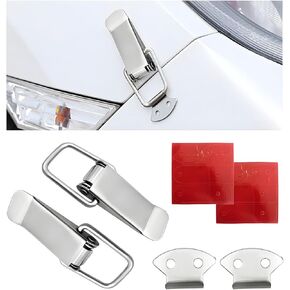 2 PCS Car Bumper Clip Hasp, Auto Bumper Quick Release Fasteners, Durable Vehicle Security Hook Lock Clip for Trunk Front Rear Bumpers Fenders, Universal Car Accessories (Carbon Fiber, S)